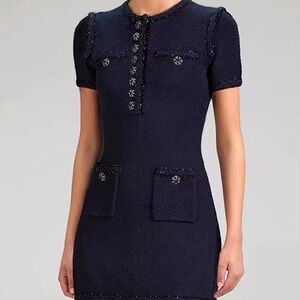 Elegant Navy Blue Short Sleeve Dress